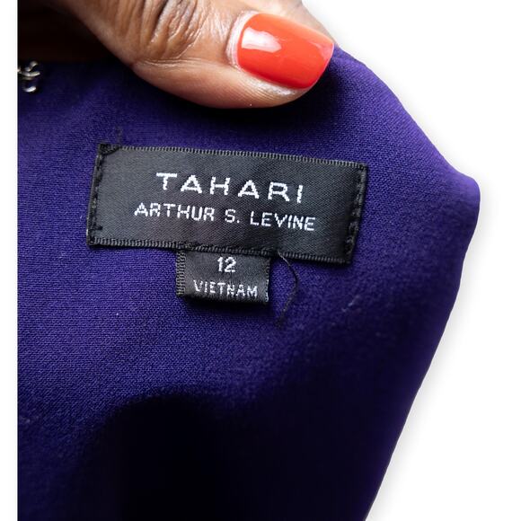 Tahari ASL Purple Sheath Short Sleeves Dress Pockets 12 - Picture 8 of 11